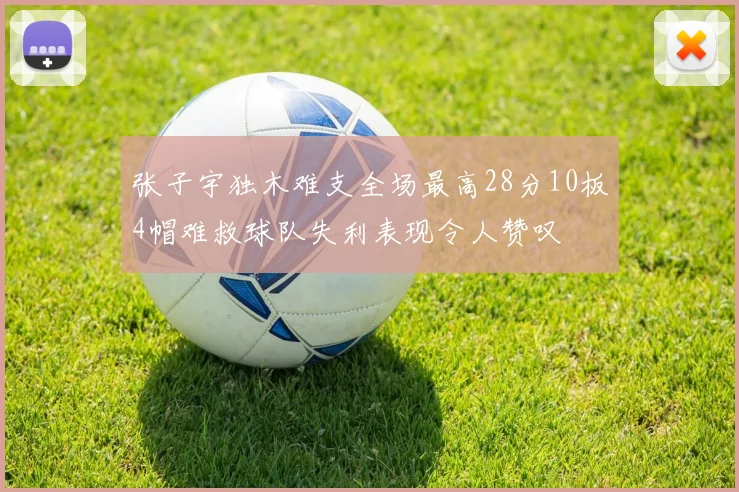 张子宇独木难支全场最高28分10板4帽难救球队失利表现令人赞叹